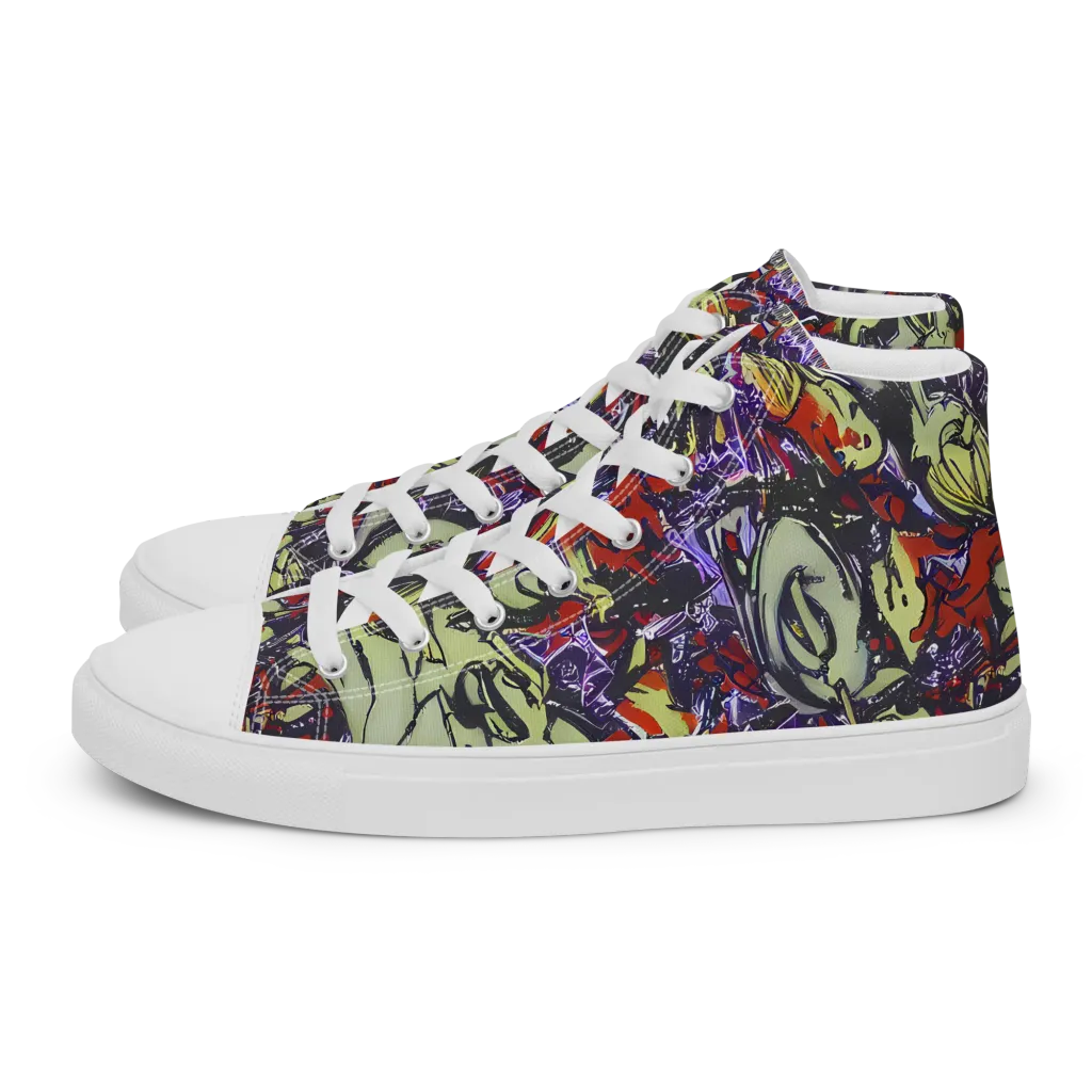 Molten Sketch on Women's High Top Canvas Shoes — Left