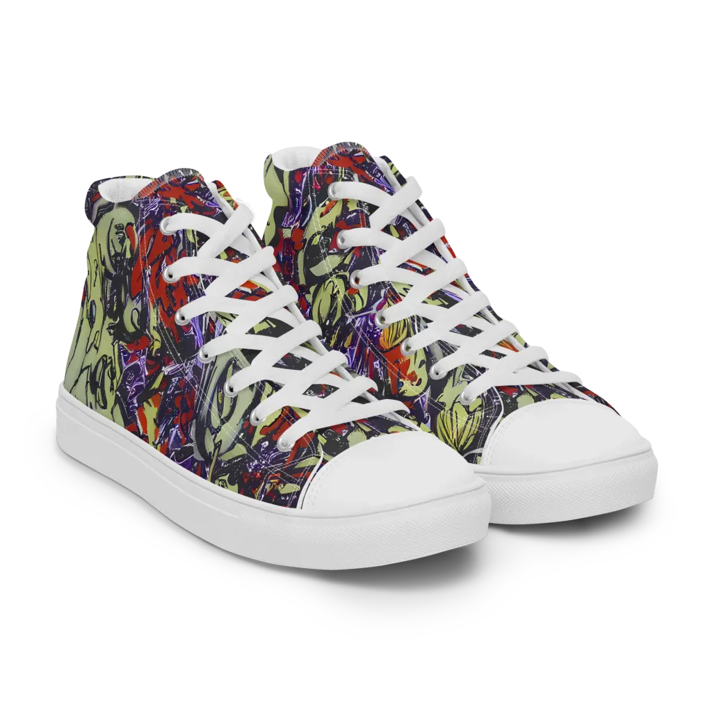 Molten Sketch on Women's High Top Canvas Shoes — Right Front