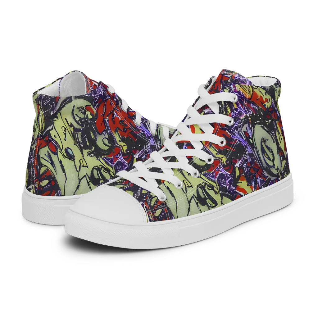 Molten Sketch on Women's High Top Canvas Shoes — Left
