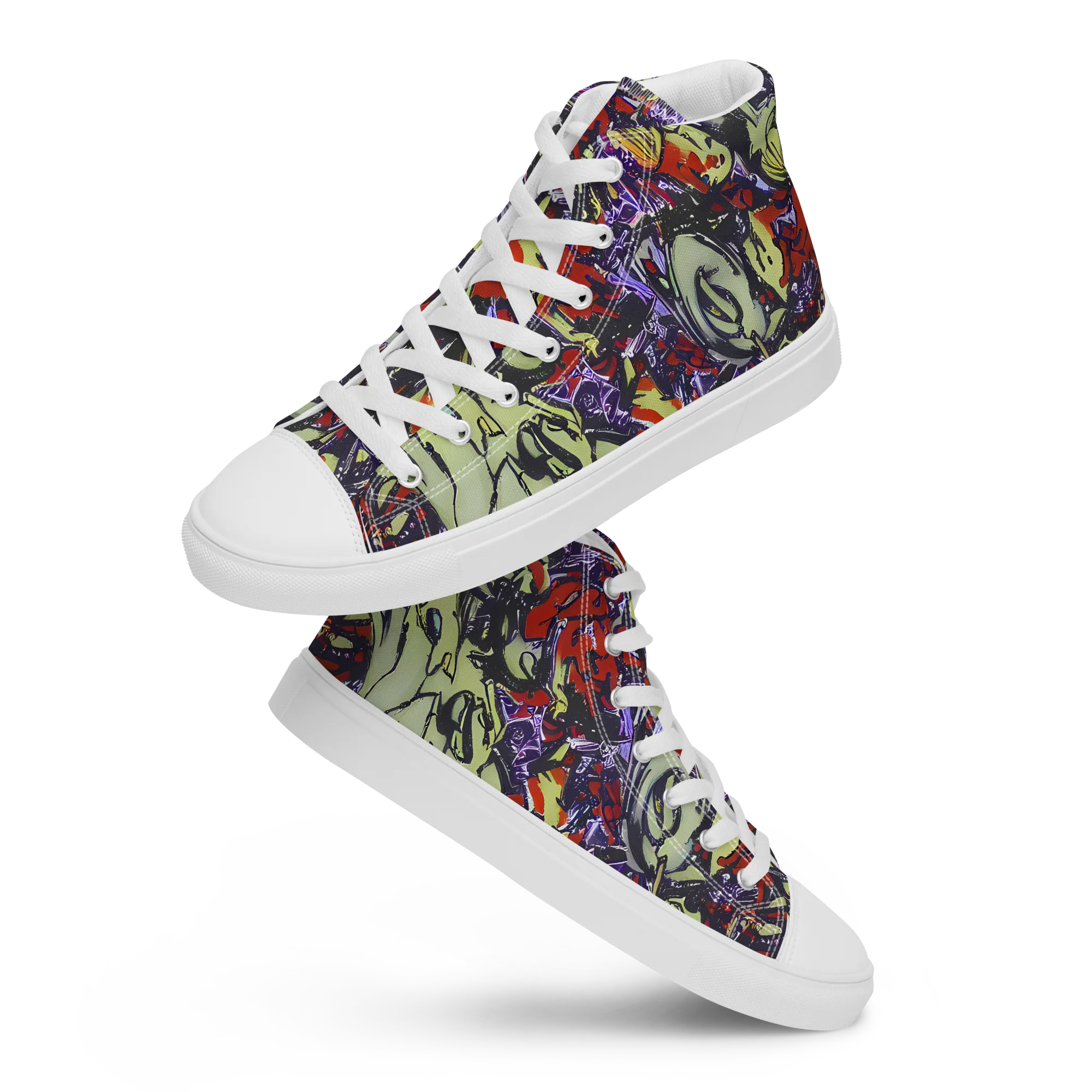 Molten Sketch on Women's High Top Canvas Shoes — Front