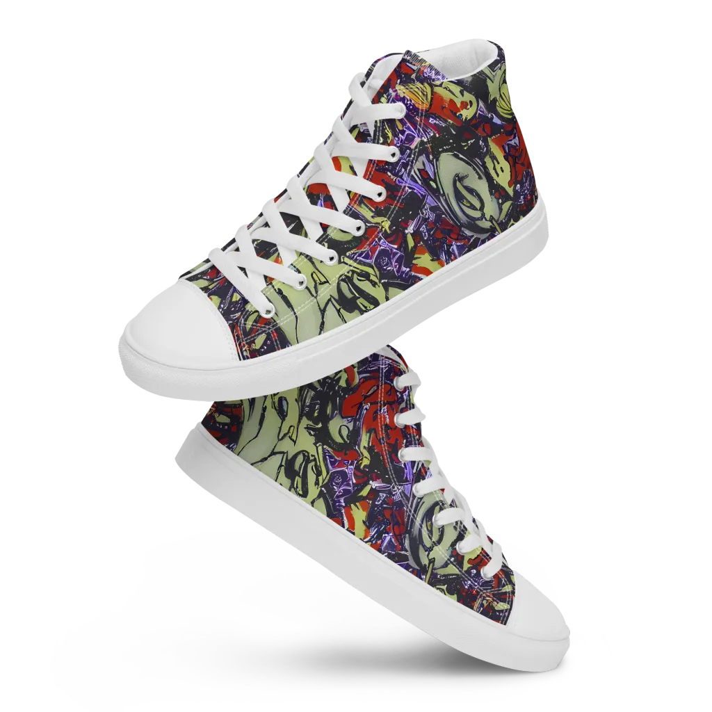 Molten Sketch on Women's High Top Canvas Shoes — Front