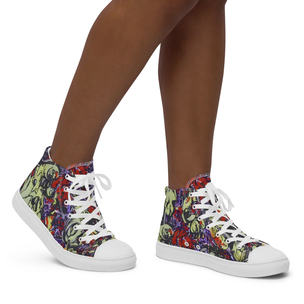 Molten Sketch on Women's High Top Canvas Shoes — Right