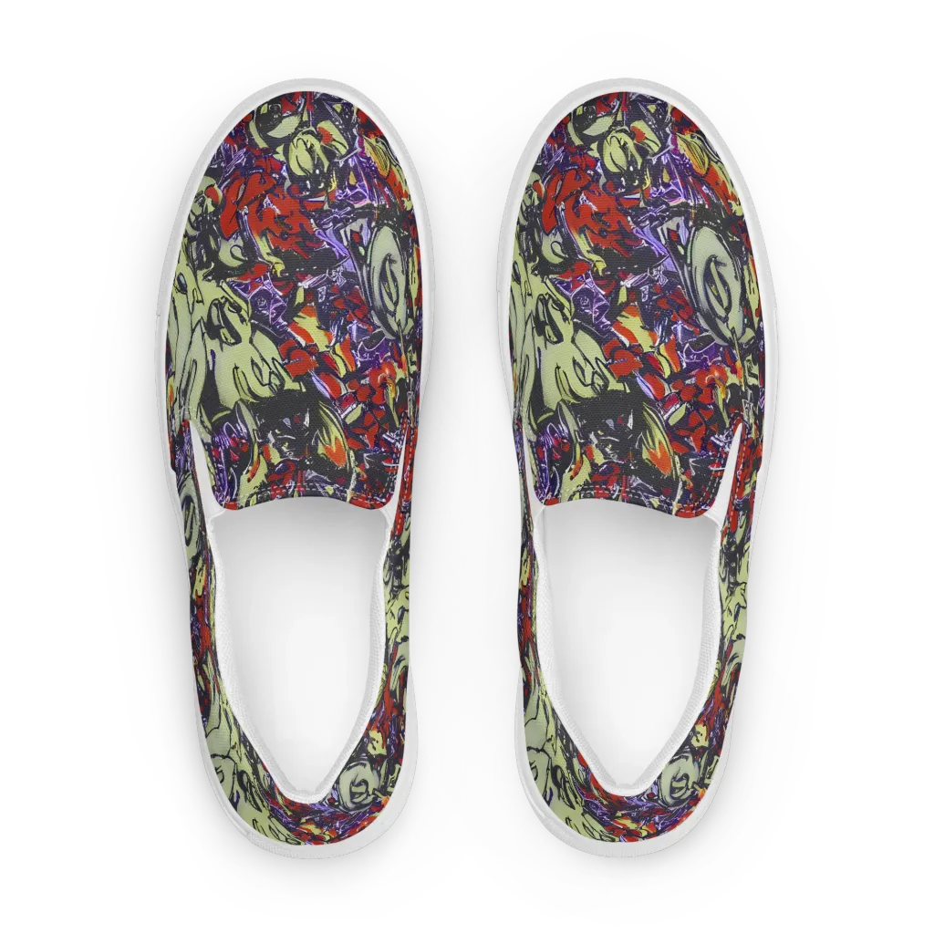 Molten Sketch on Men's Slip-On Canvas Shoes — Front