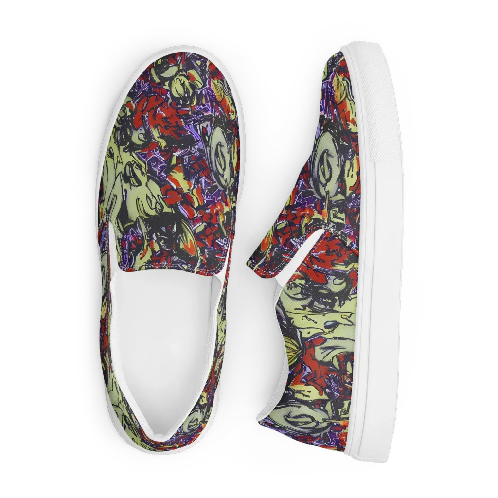 Molten Sketch on Men's Slip-On Canvas Shoes — Front