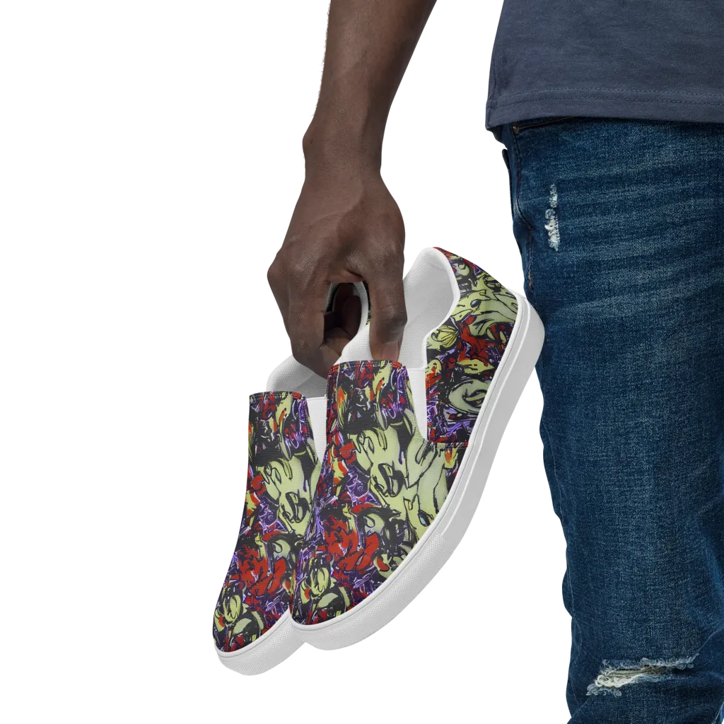 Molten Sketch on Men's Slip-On Canvas Shoes — Left Front
