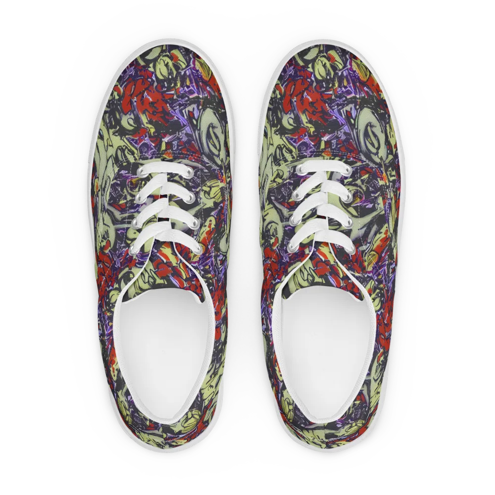 Molten Sketch on Men's Lace-Up Canvas Shoes — Front