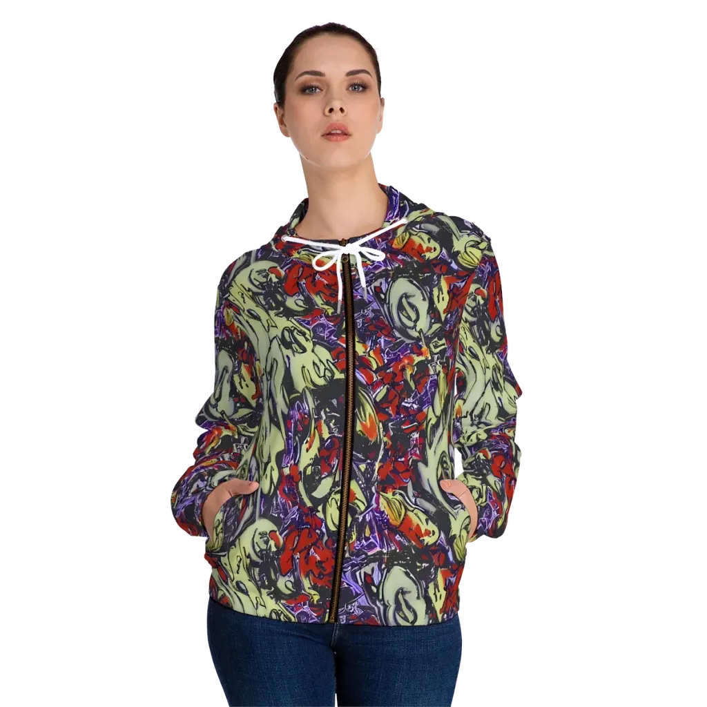 Molten Sketch on Women's Full-Zip Hoodie — Front On Person