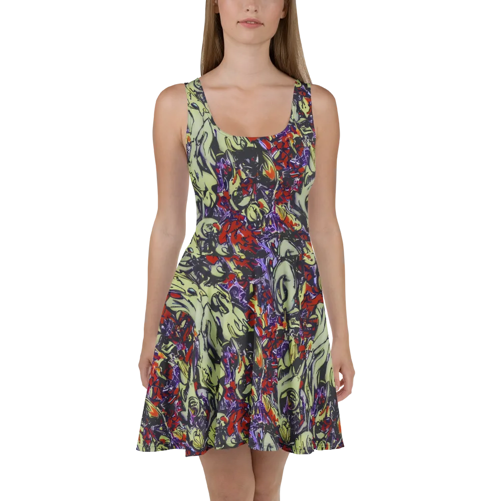 Molten Sketch on Skater Dress — Front