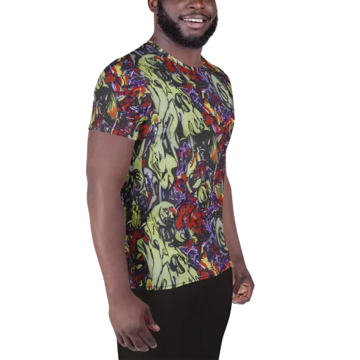 Molten Sketch on a Men's Athletic T-Shirt