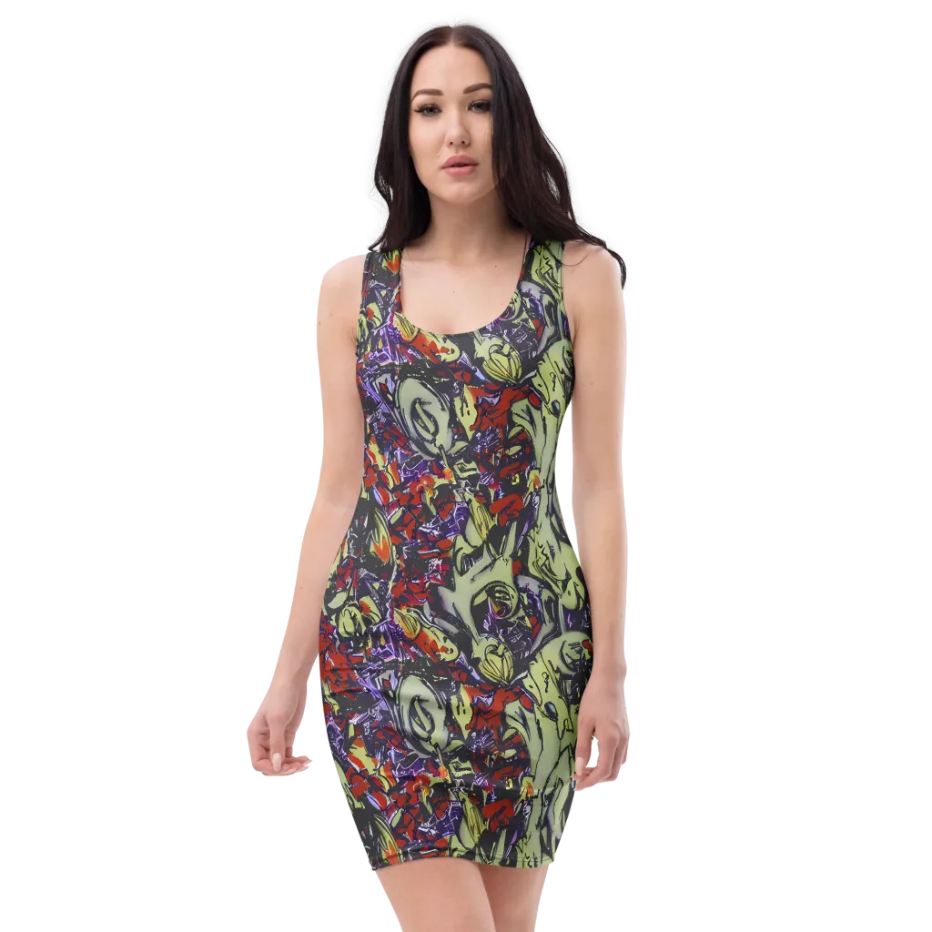 Molten Sketch on Bodycon Dress — Front