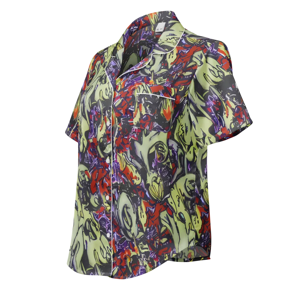 Molten Sketch on Women's Short Sleeve Pajama Top — Left Front