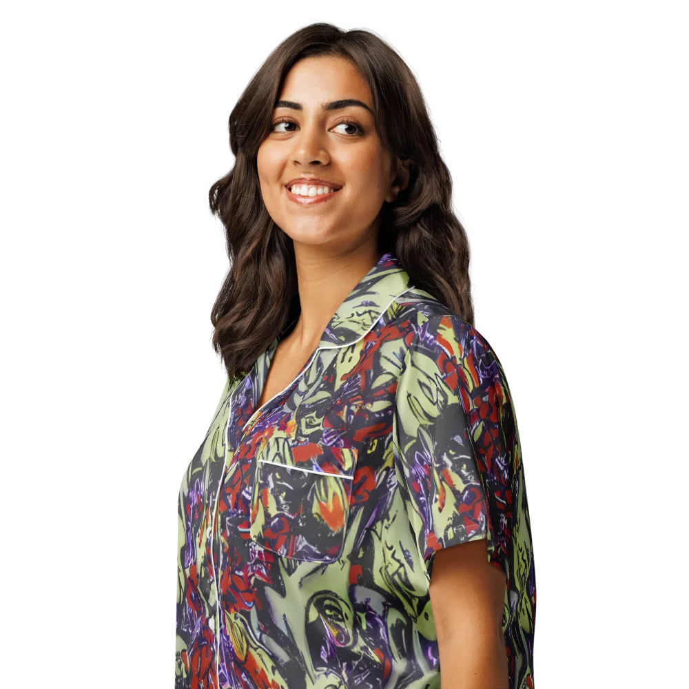 Molten Sketch on Women's Short Sleeve Pajama Top — Left Front