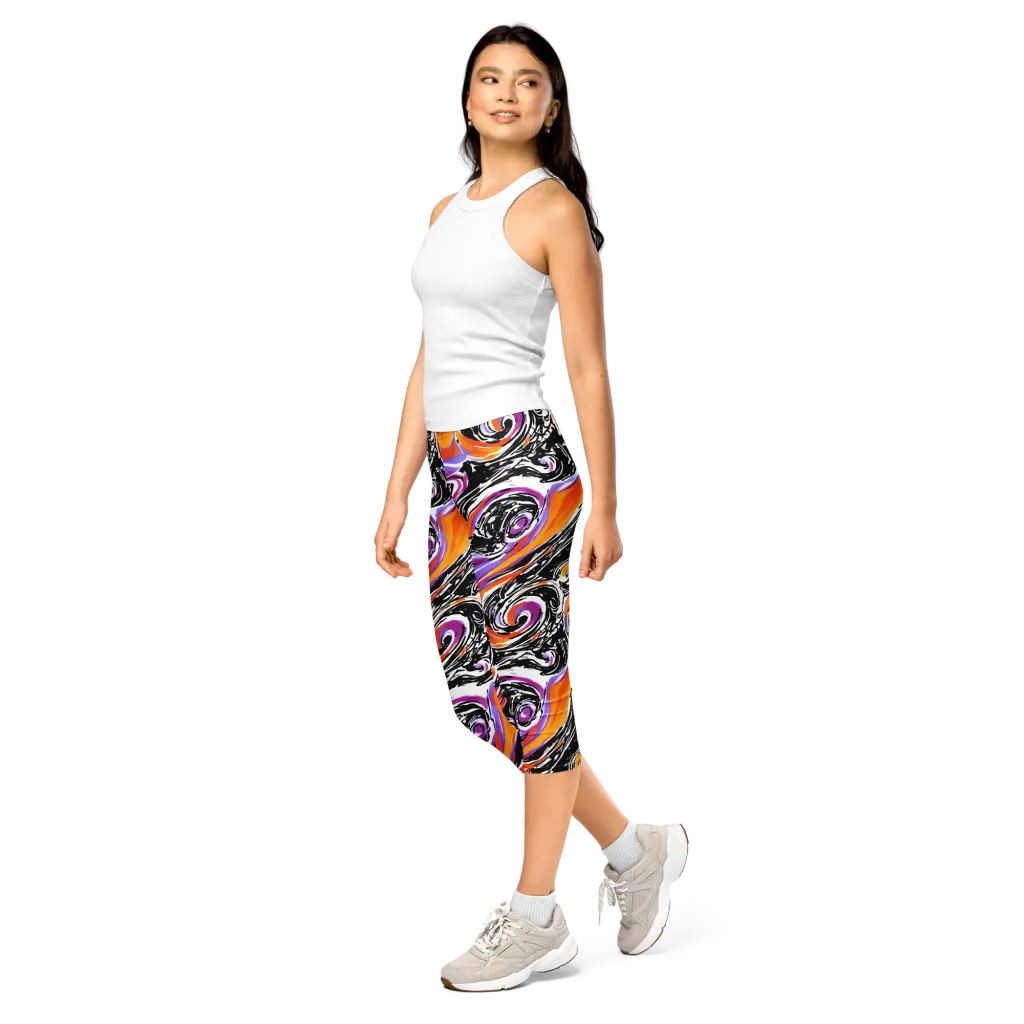 Inferno Spiral on Capri Leggings — Left Front