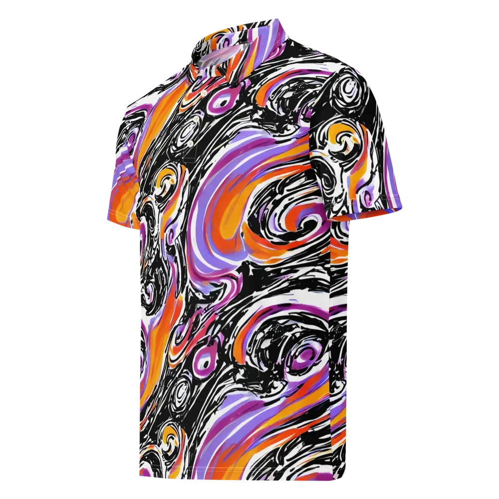 Inferno Spiral on Men's Slim Fit Polo Shirt — Left Front