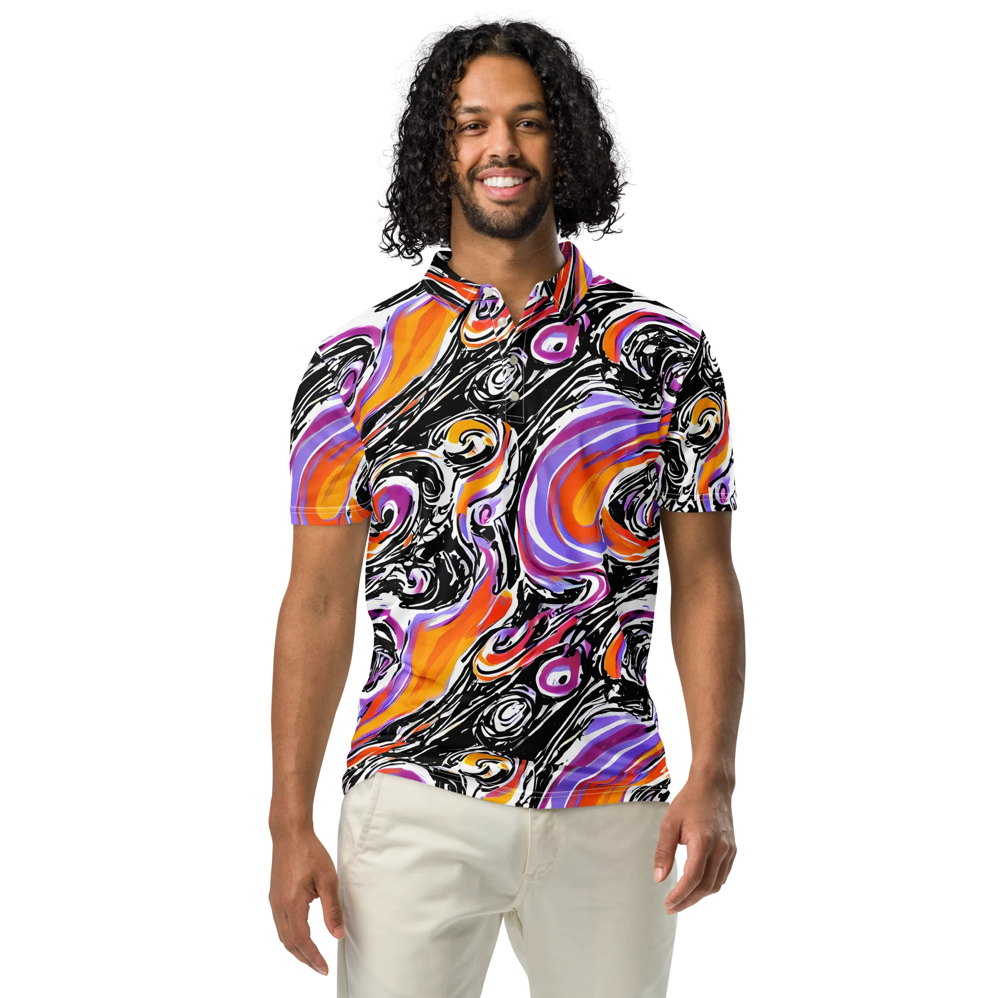 Inferno Spiral on Men's Slim Fit Polo Shirt — Front