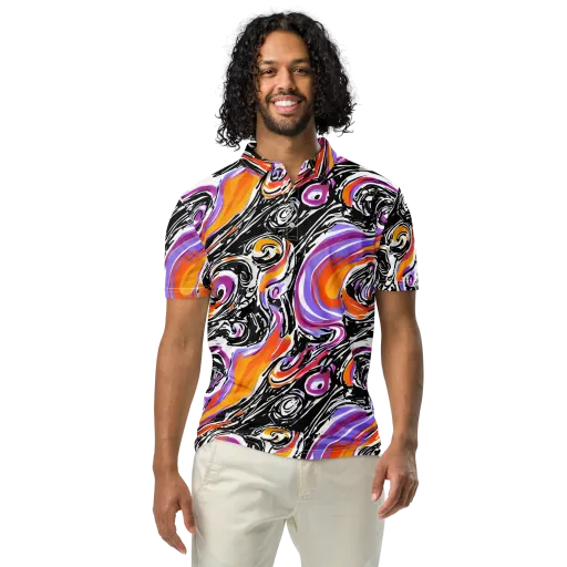Inferno Spiral on a Men's Slim Fit Polo Shirt