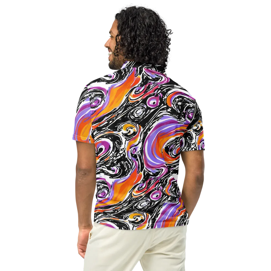 Inferno Spiral on Men's Slim Fit Polo Shirt — Back