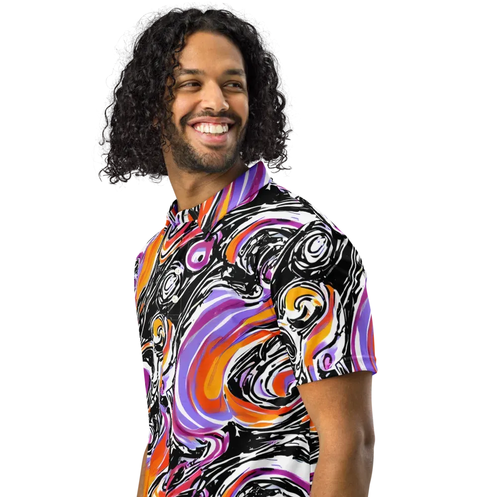 Inferno Spiral on Men's Slim Fit Polo Shirt — Left Front