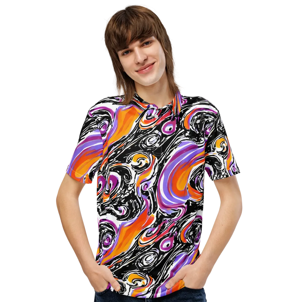 Inferno Spiral on Men's Slim Fit Polo Shirt — Front