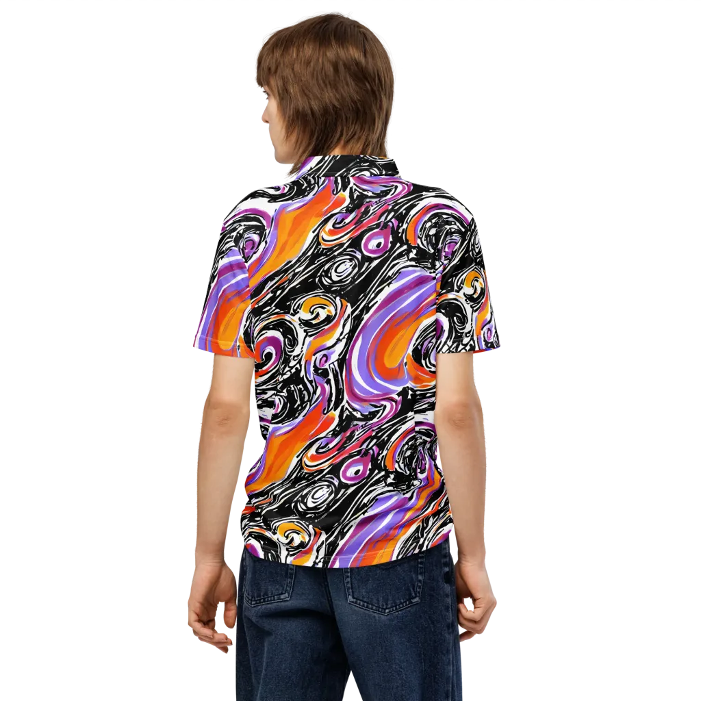 Inferno Spiral on Men's Slim Fit Polo Shirt — Back