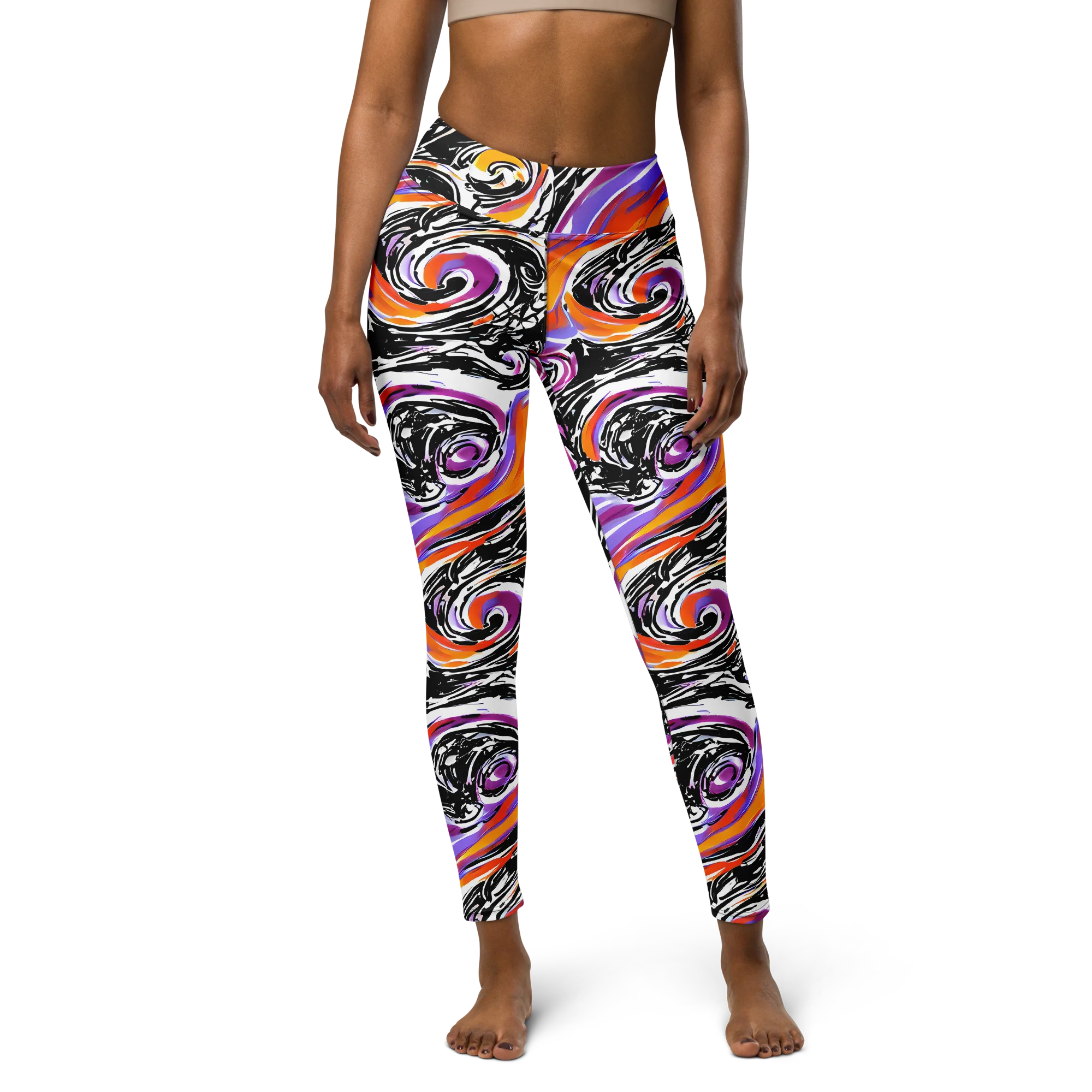 Inferno Spiral on Yoga Leggings — Front