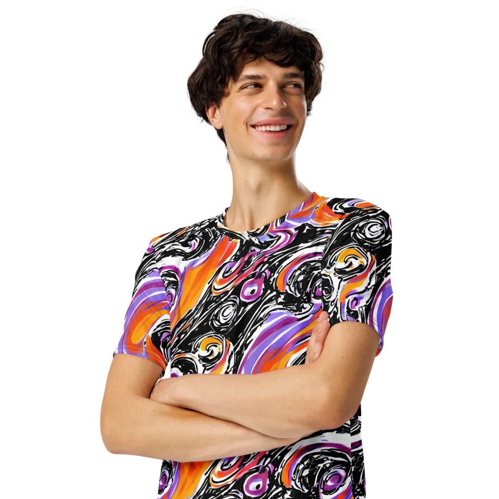 Inferno Spiral on Men's Crew Neck T-Shirt — Left Front