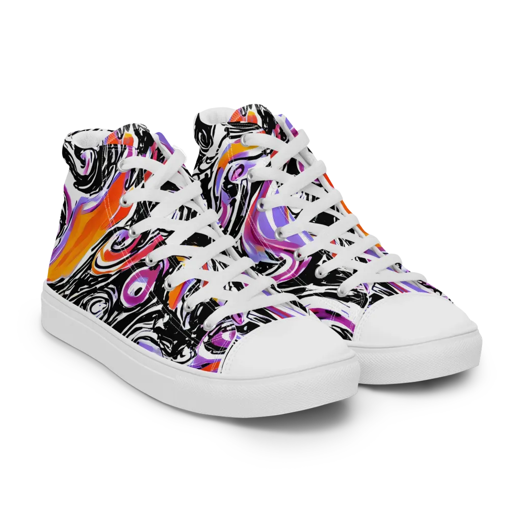 Inferno Spiral on Men's High Top Canvas Shoes — Right Front