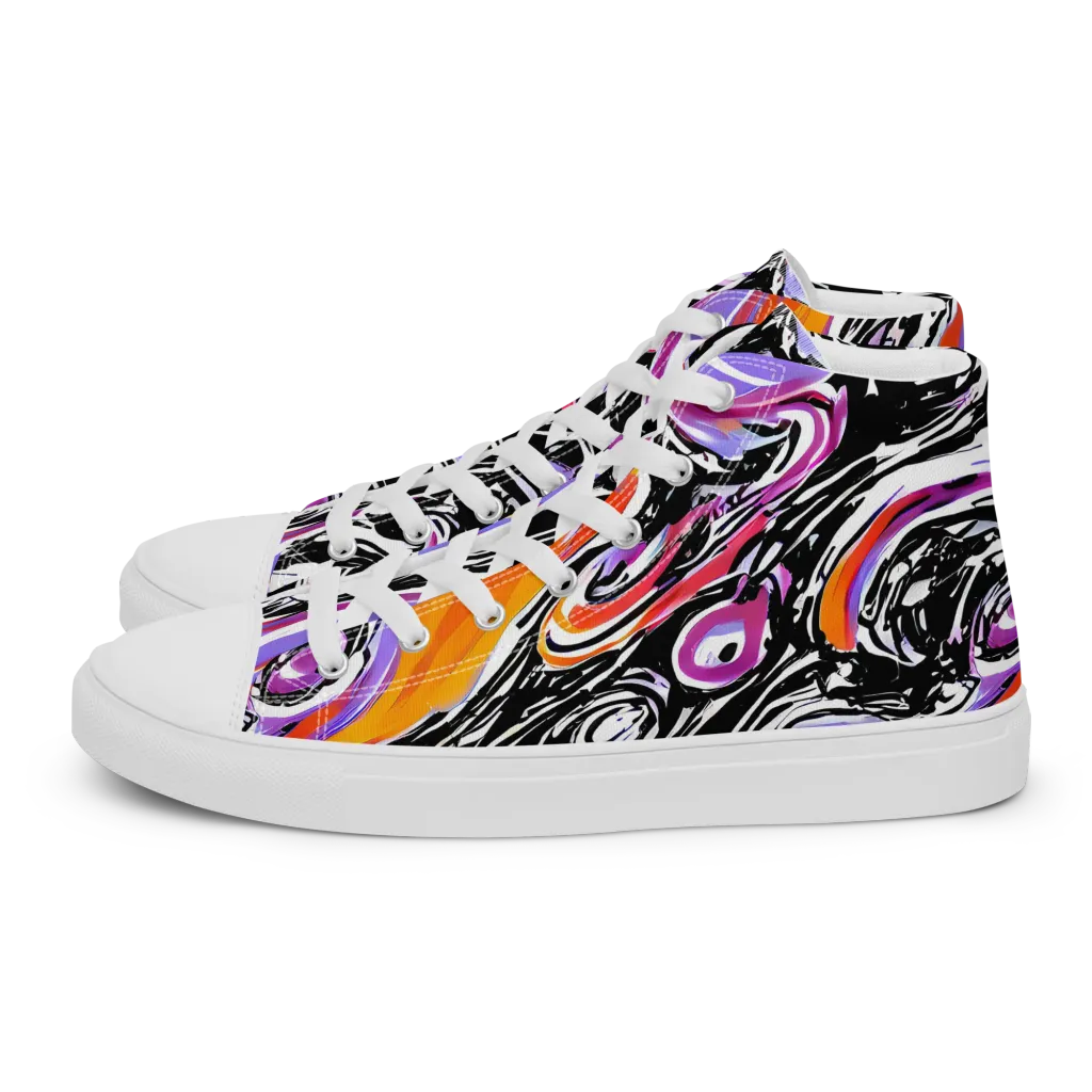 Inferno Spiral on Men's High Top Canvas Shoes — Left