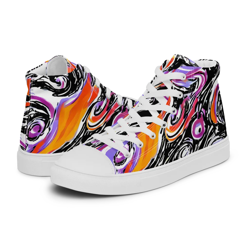 Inferno Spiral on Men's High Top Canvas Shoes — Left