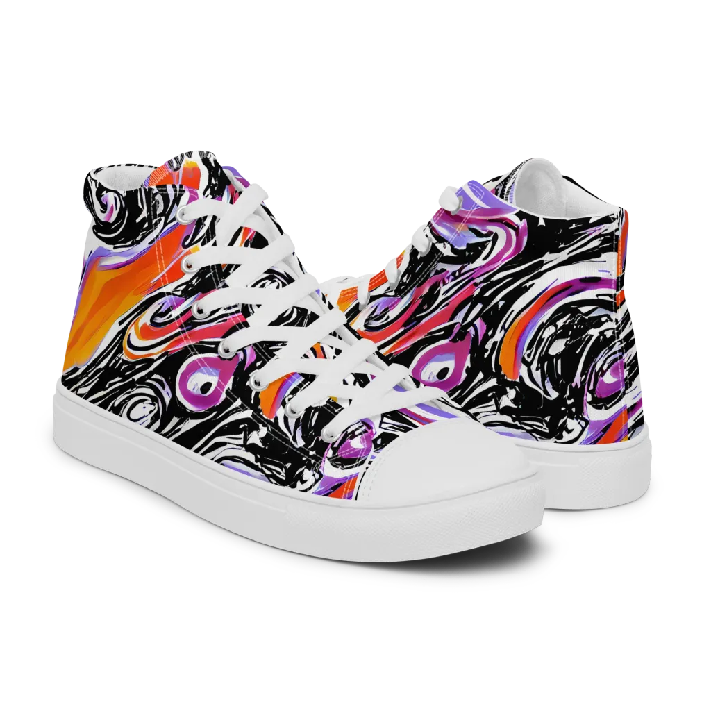Inferno Spiral on Men's High Top Canvas Shoes — Right