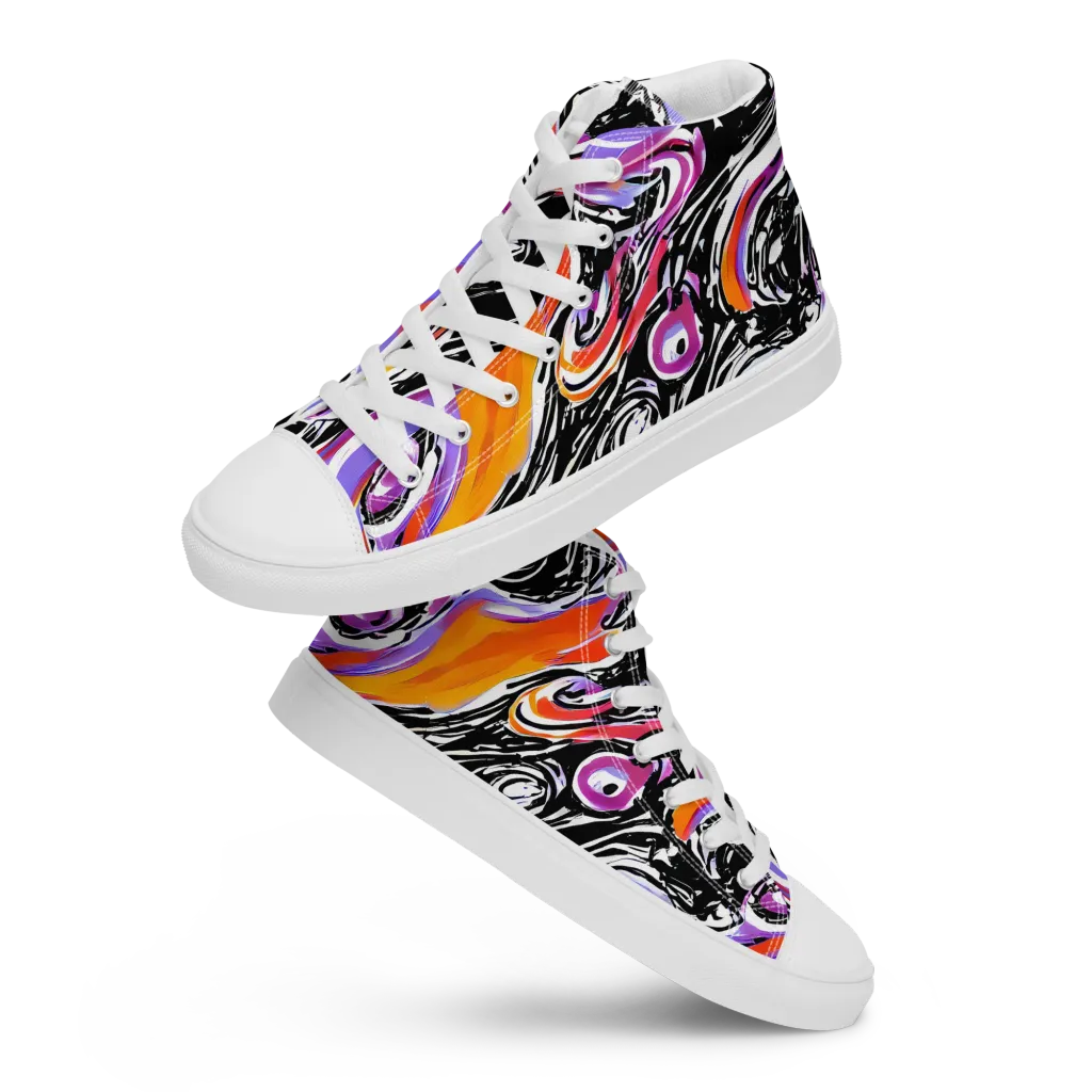 Inferno Spiral on Men's High Top Canvas Shoes — Front