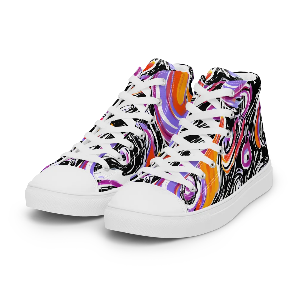 Inferno Spiral on Women's High Top Canvas Shoes — Left Front