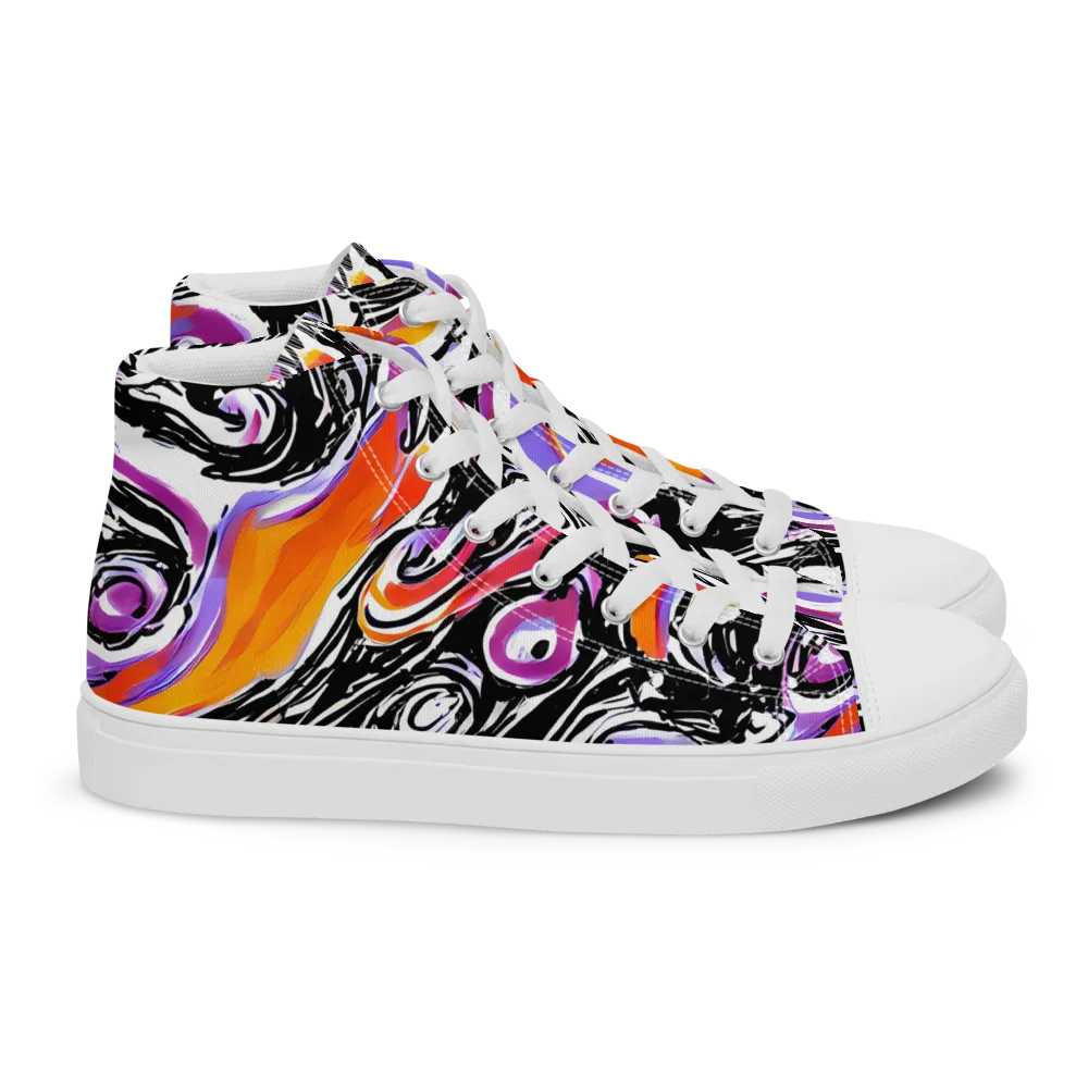 Inferno Spiral on Women's High Top Canvas Shoes — Right