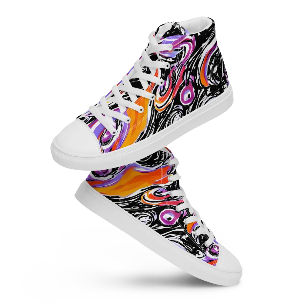 Inferno Spiral on Women's High Top Canvas Shoes — Front