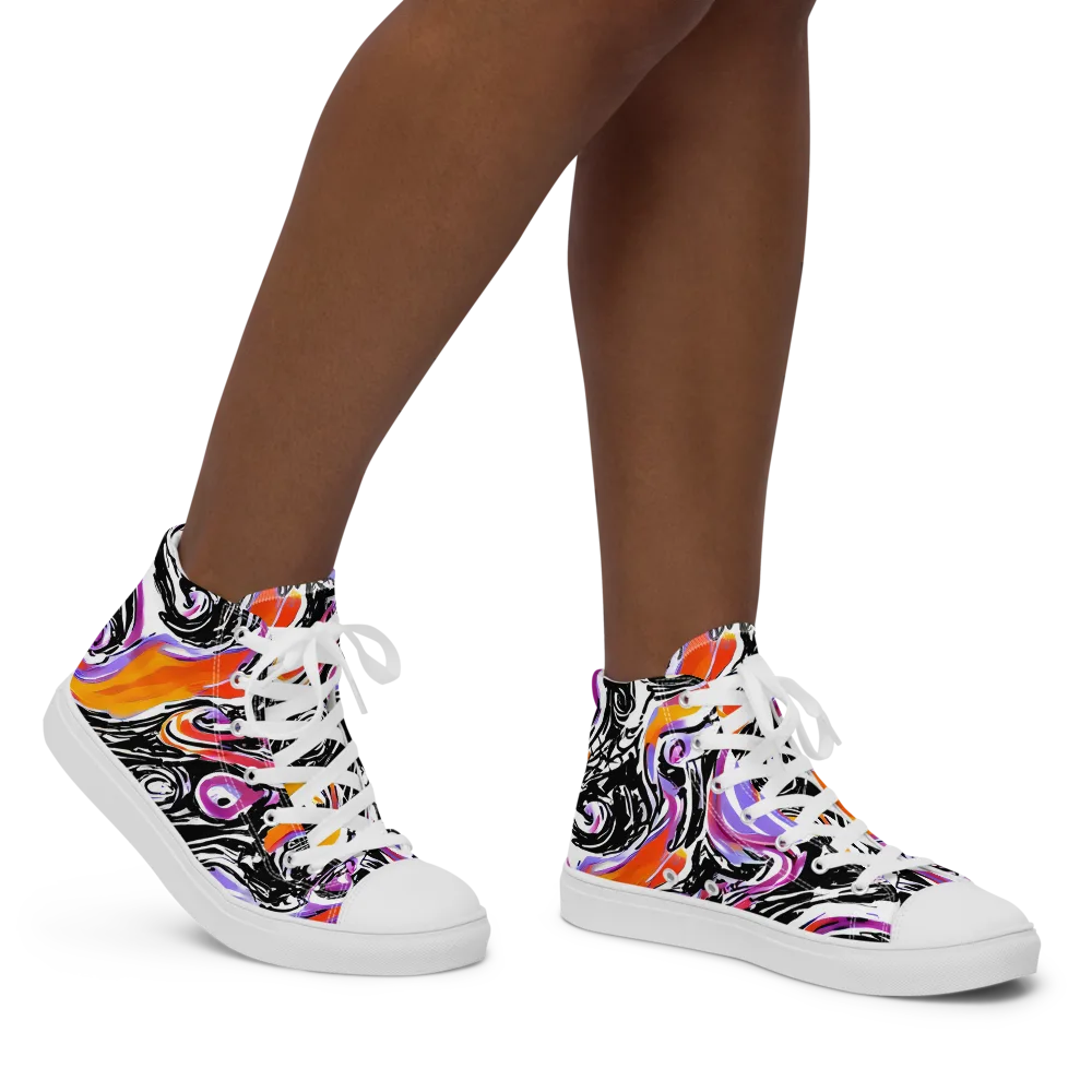 Inferno Spiral on Women's High Top Canvas Shoes — Right