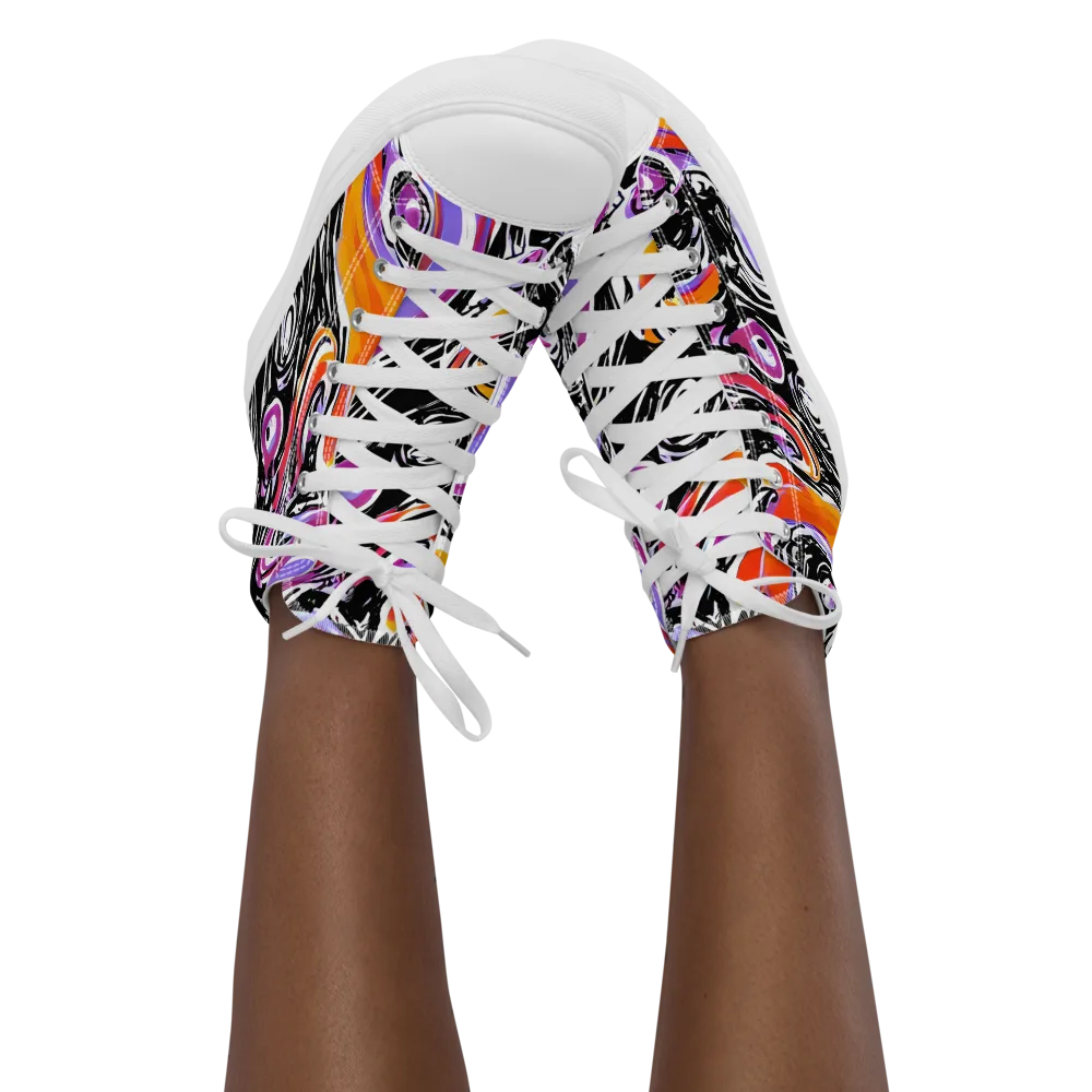 Inferno Spiral on Women's High Top Canvas Shoes — Front