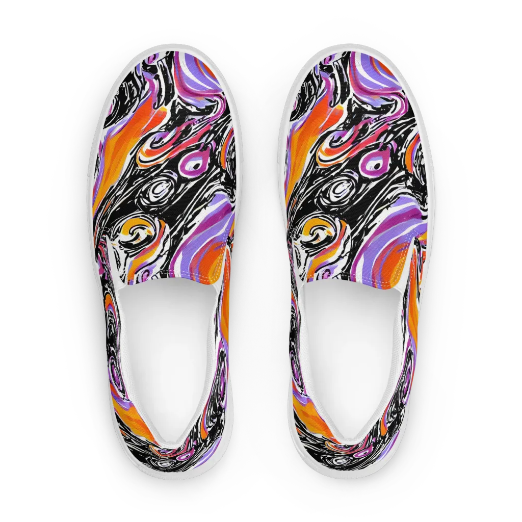 Inferno Spiral on Men's Slip-On Canvas Shoes — Front