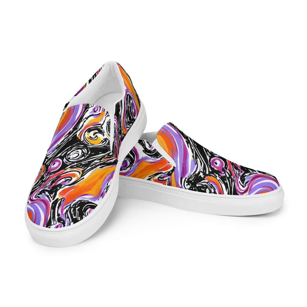 Inferno Spiral on Men's Slip-On Canvas Shoes — Left Front