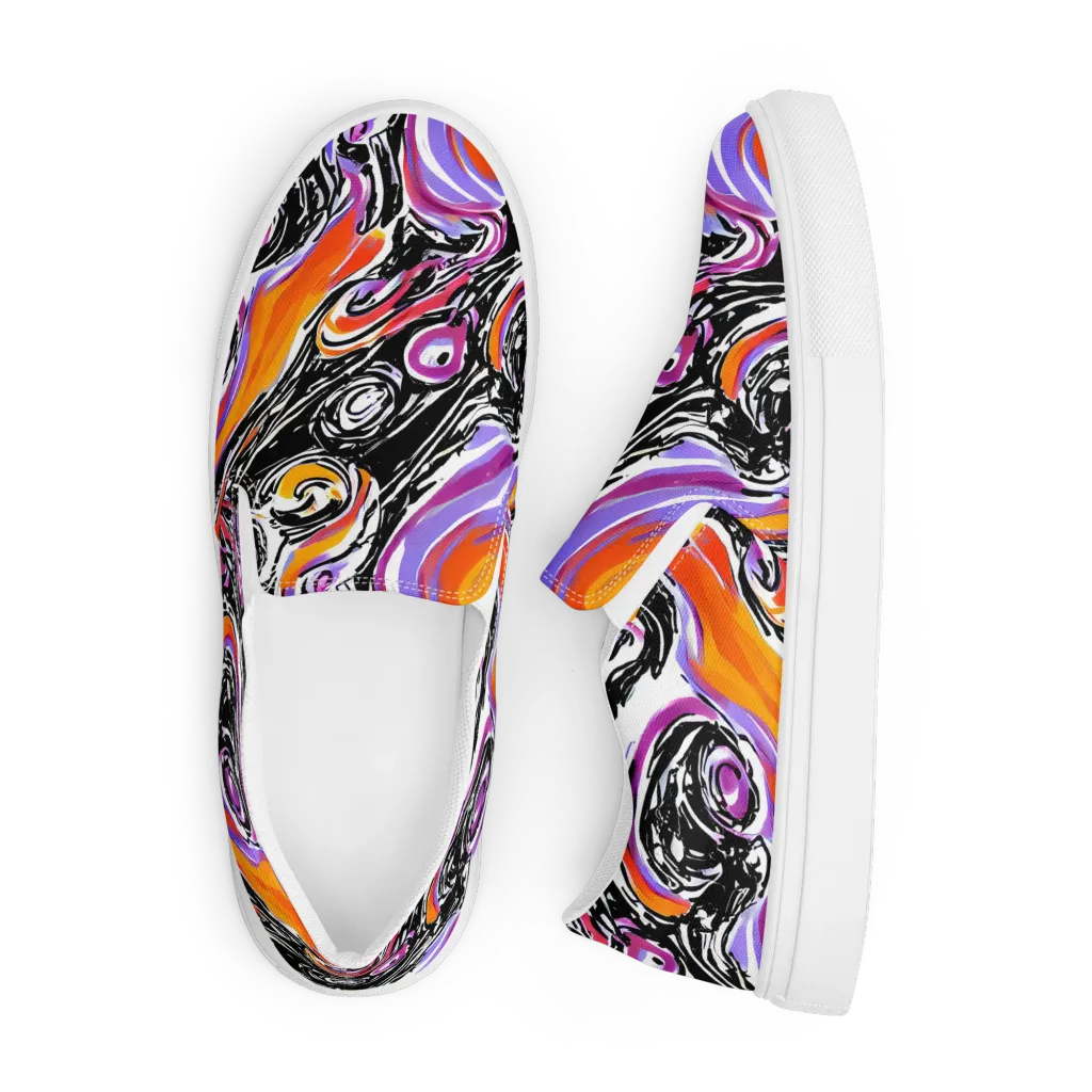 Inferno Spiral on Men's Slip-On Canvas Shoes — Front