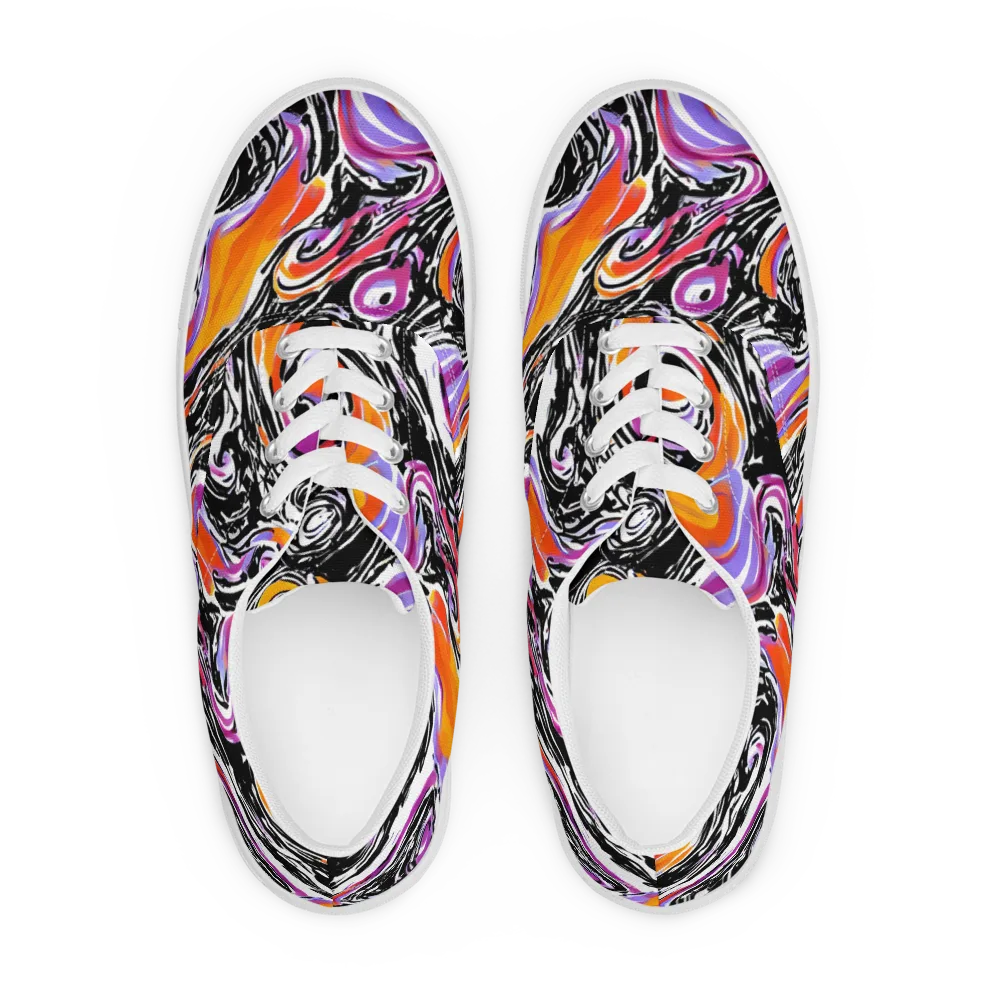 Inferno Spiral on Men's Lace-Up Canvas Shoes — Front