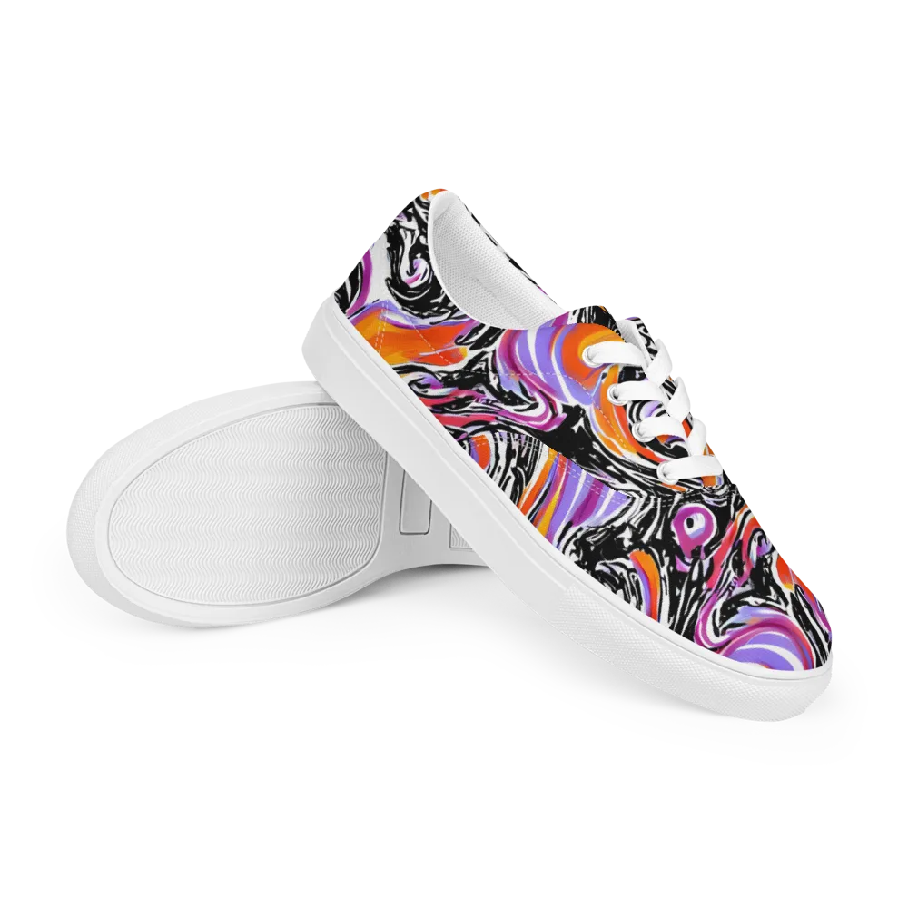 Inferno Spiral on Men's Lace-Up Canvas Shoes — Right Front
