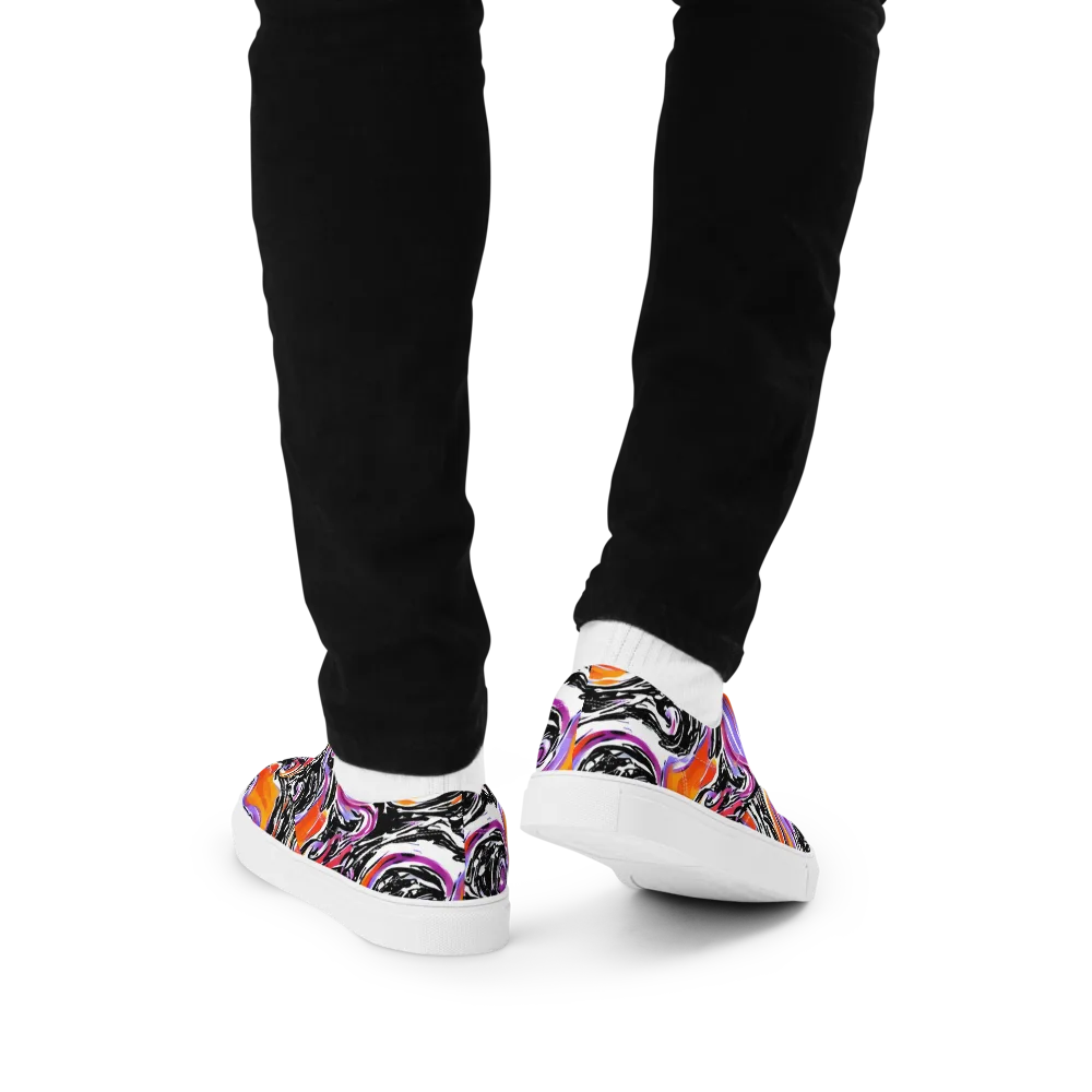 Inferno Spiral on Men's Lace-Up Canvas Shoes — Back