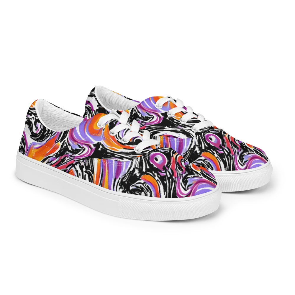 Inferno Spiral on Men's Lace-Up Canvas Shoes — Right Front