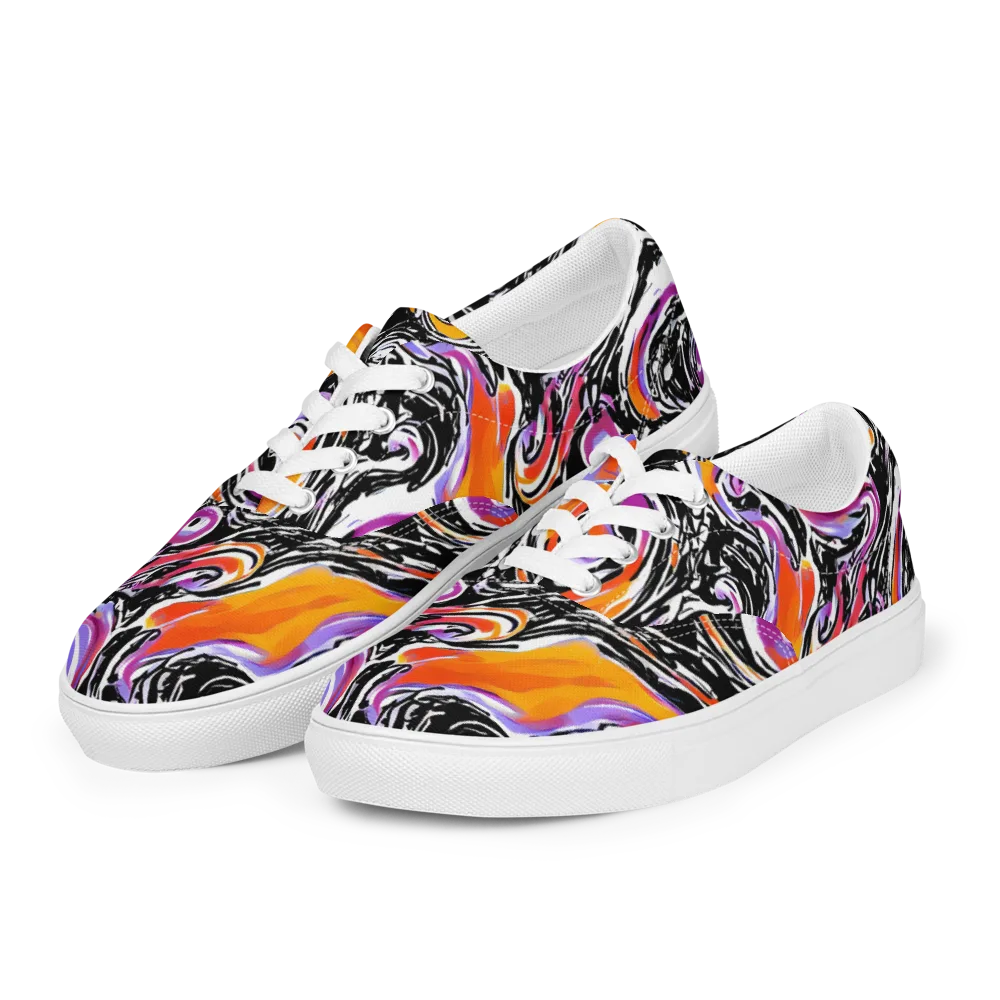 Inferno Spiral on Men's Lace-Up Canvas Shoes — Left Front