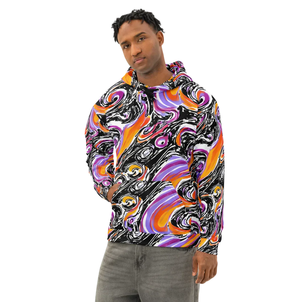 Inferno Spiral on Cotton Hoodie — Left Front
