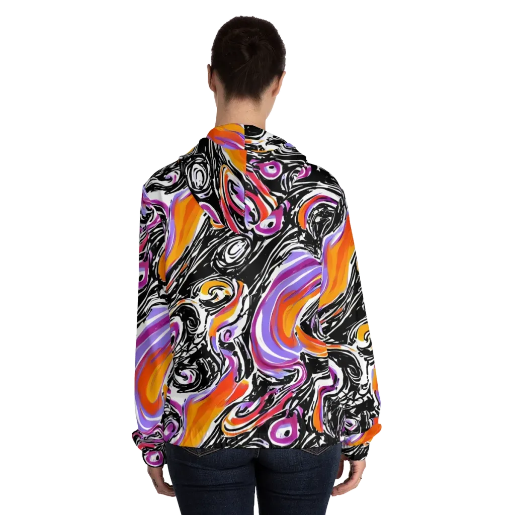 Inferno Spiral on Women's Full-Zip Hoodie — Back On Person