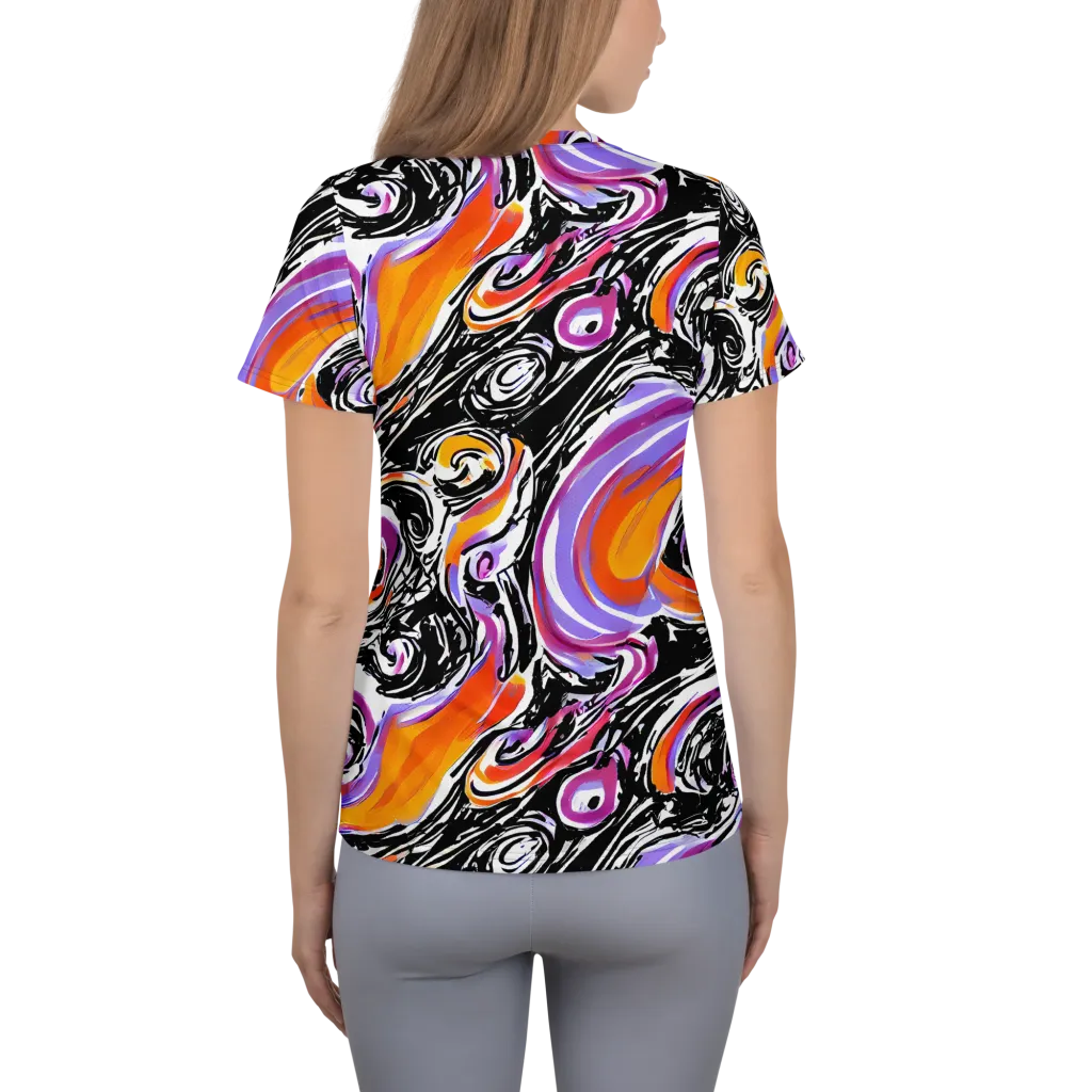Inferno Spiral on Women's Athletic T-Shirt — Back
