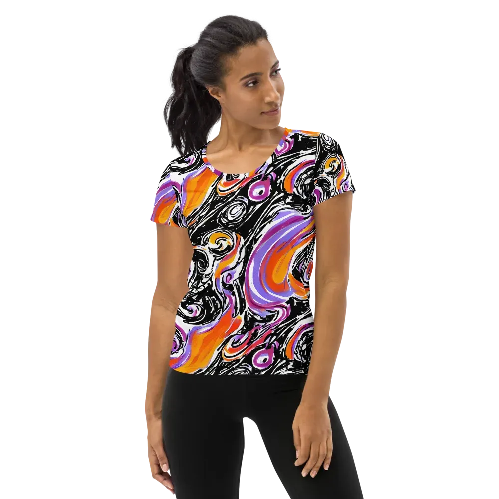 Inferno Spiral on Women's Athletic T-Shirt — Front