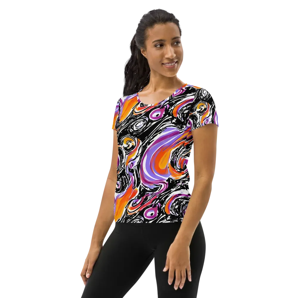Inferno Spiral on Women's Athletic T-Shirt — Left