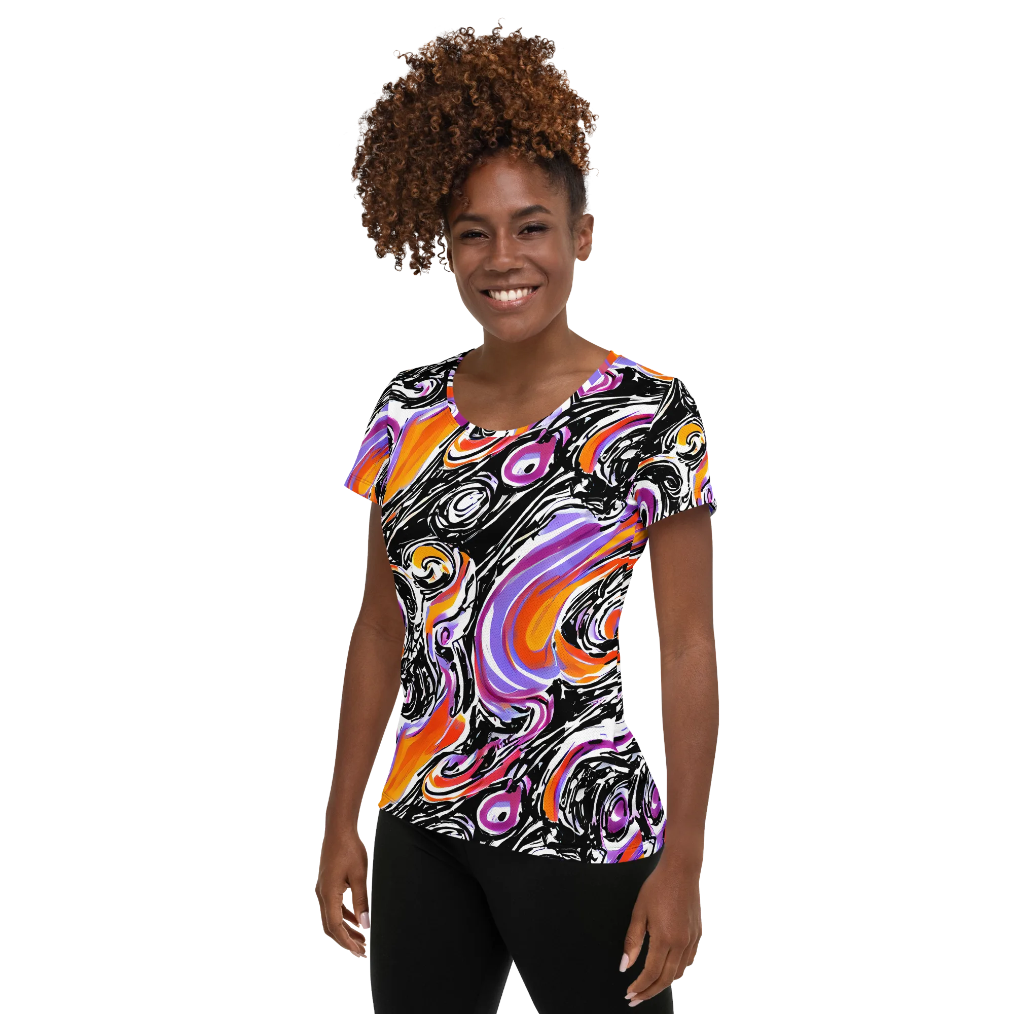 Inferno Spiral on Women's Athletic T-Shirt — Left